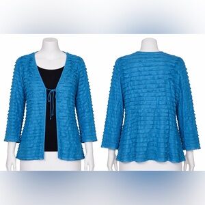 Notations Petites Teal Ruffle Top w/ Attached Black Tank – Size PXL